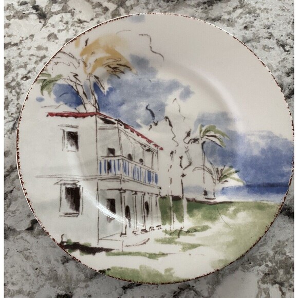 PIER 1 ONE Destination Set of 4 Porcelain Luncheon Salad Dessert 7.5" Plates - Picture 5 of 6